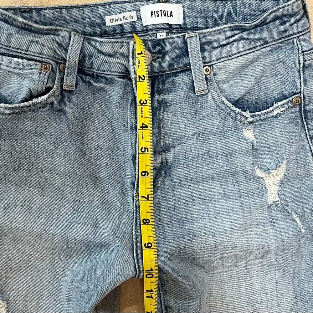 Pistola Straight Leg Jeans Size 26 Light Wash Mid Rise Y2K Distressed Denim - Picture 9 of 10